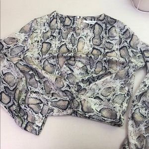 Cropped snake skin patterned blouse